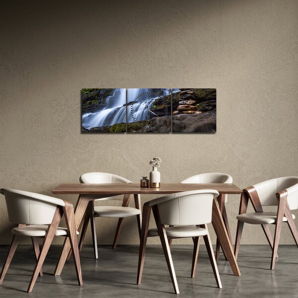 Obraz wodospadu (z zegarem) (90x30 cm)