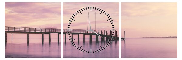 Obraz - Port (z zegarem) (90x30 cm)