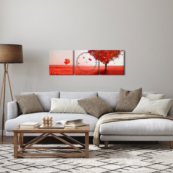 Obraz - Drzewo miłości (z zegarem) (90x30 cm)