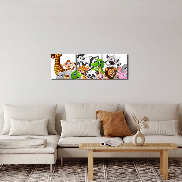 Obraz zwierząt (z zegarem) (90x30 cm)