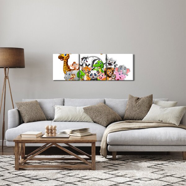 Obraz zwierząt (z zegarem) (90x30 cm)