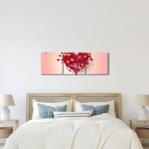 Obraz drzewa serca (z zegarem) (90x30 cm)