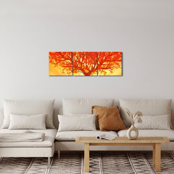 Obraz - Drzewo w słońcu (z zegarem) (90x30 cm)