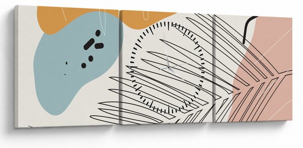 Obraz - ilustracja liścia (z zegarem) (90x30 cm)