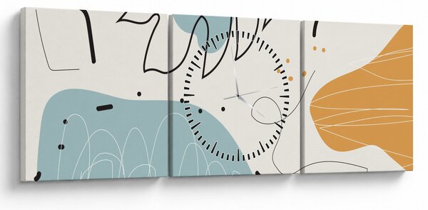 Obraz - ilustracja liścia (z zegarem) (90x30 cm)