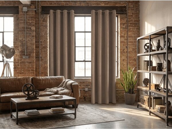 Zaciemniająca zasłona DUNES VELVET 140x250 cm, beżowo-brązowa Zawieszanie: Metalowe pierścienie
