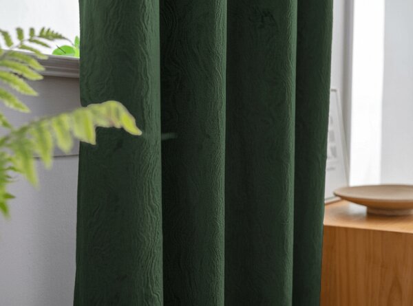 Zaciemniająca zasłona DUNES VELVET 140x250 cm, ciemnozielony Zawieszanie: Metalowe pierścienie
