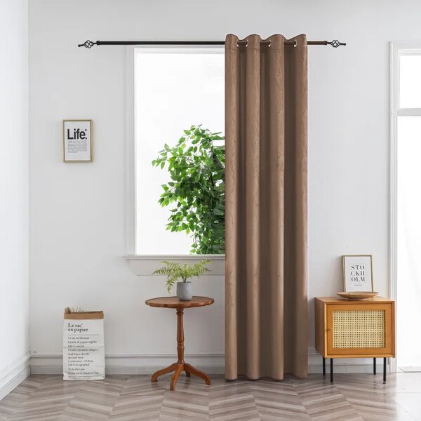 Zaciemniająca zasłona DUNES VELVET 140x250 cm, beżowo-brązowa Zawieszanie: Metalowe pierścienie
