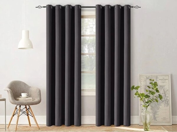 Zasłona OXFORD LIGHT 140x270 cm, czarna Zawieszanie: Taśma z wiązaniami