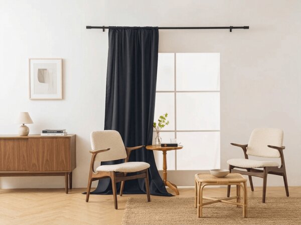 Zasłona OXFORD LIGHT 140x250 cm, czarna Zawieszanie: Taśma z wiązaniami