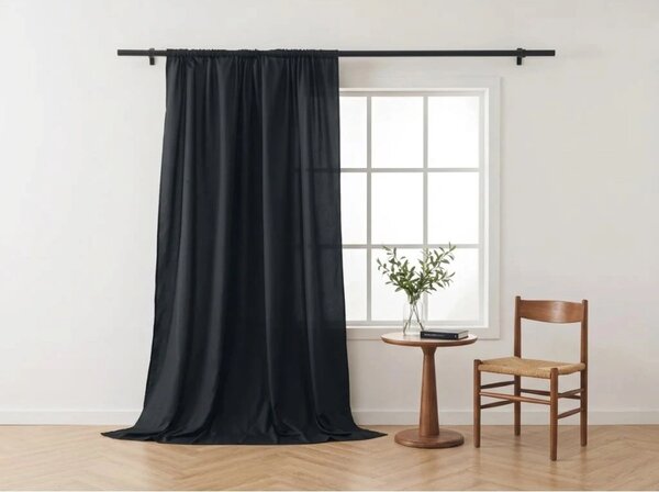 Zasłona OXFORD LIGHT 140x270 cm, czarna Zawieszanie: Taśma z wiązaniami