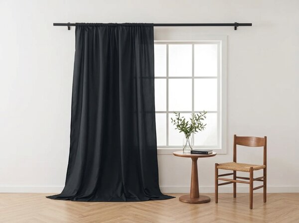 Zasłona OXFORD LIGHT 140x250 cm, czarna Zawieszanie: Taśma z wiązaniami