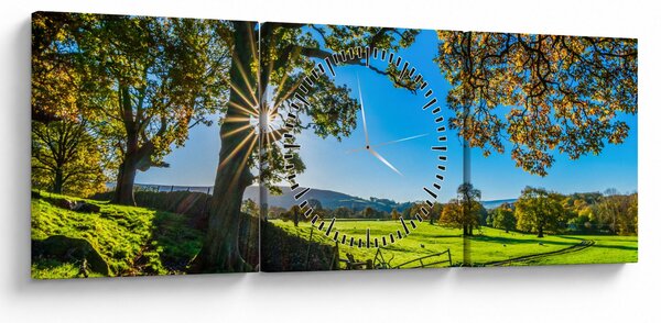 Obraz - widok pola (z zegarem) (90x30 cm)