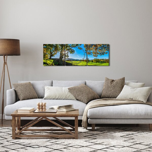 Obraz - widok pola (z zegarem) (90x30 cm)