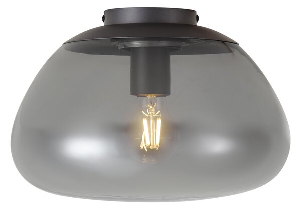 Designerska lampa sufitowa grafitowa z przydymionym szkłem - Giselle