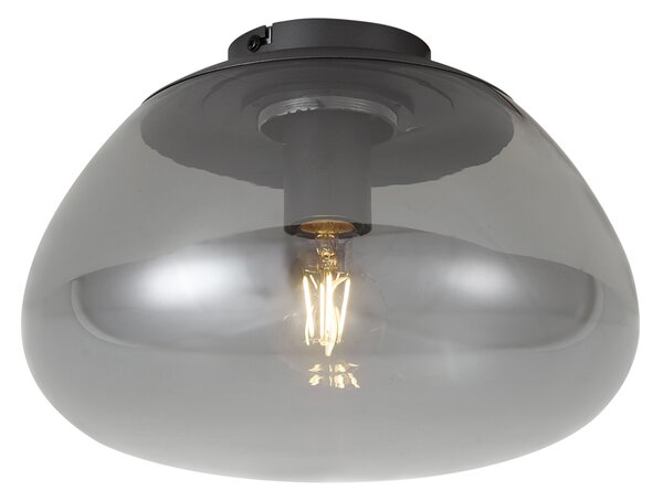 Designerska lampa sufitowa grafitowa z przydymionym szkłem - Giselle