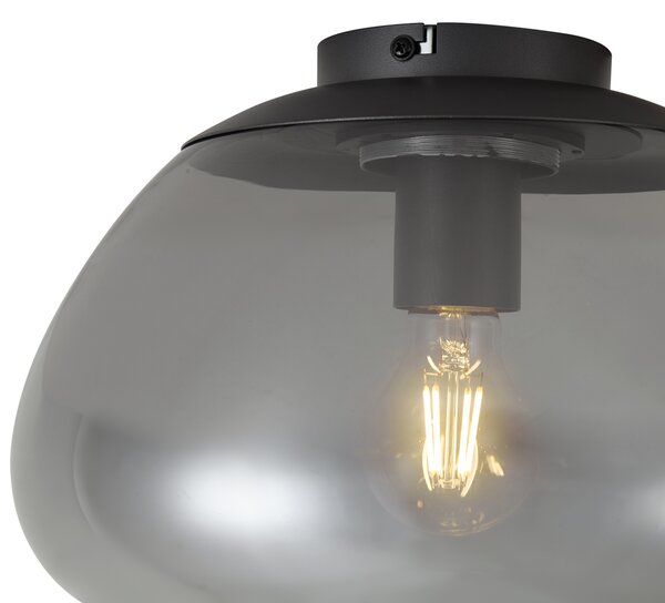 Designerska lampa sufitowa grafitowa z przydymionym szkłem - Giselle
