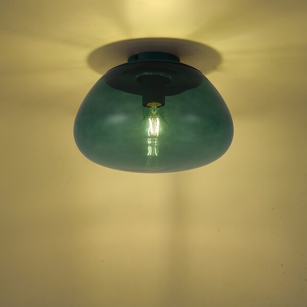 Designerska lampa sufitowa zielona z zielonym szkłem - Giselle