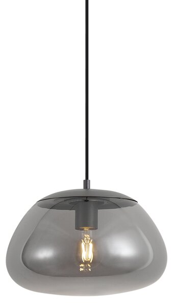 Lampa wisząca retro grafitowa z przydymionym szkłem - Giselle