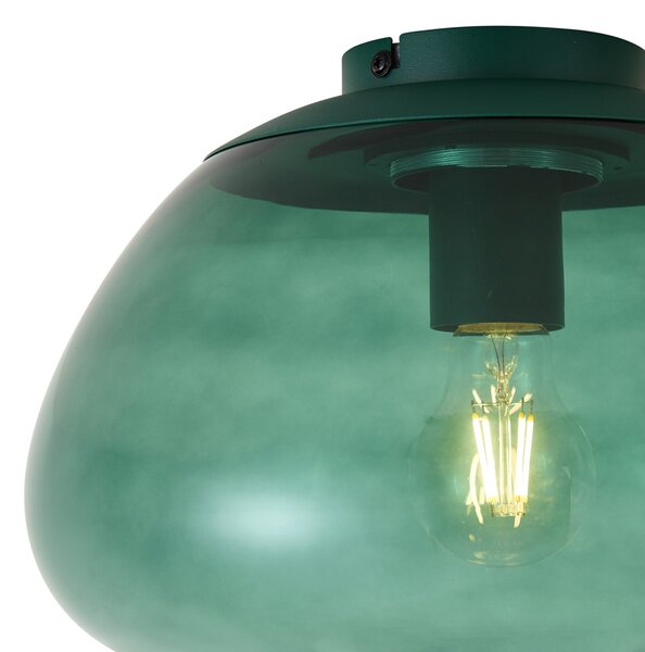 Designerska lampa sufitowa zielona z zielonym szkłem - Giselle
