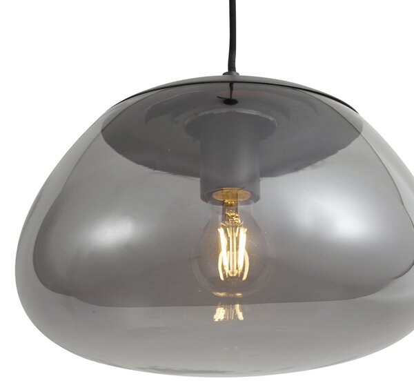 Lampa wisząca retro grafitowa z przydymionym szkłem - Giselle