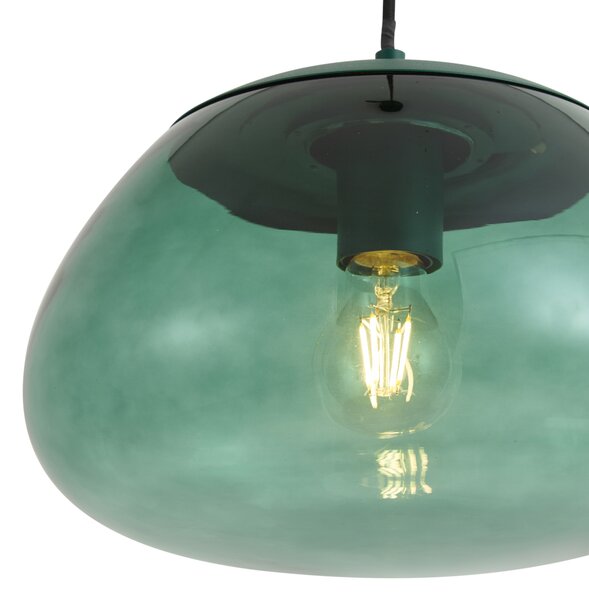 Retro zielona lampa wisząca z zielonym szkłem - Giselle
