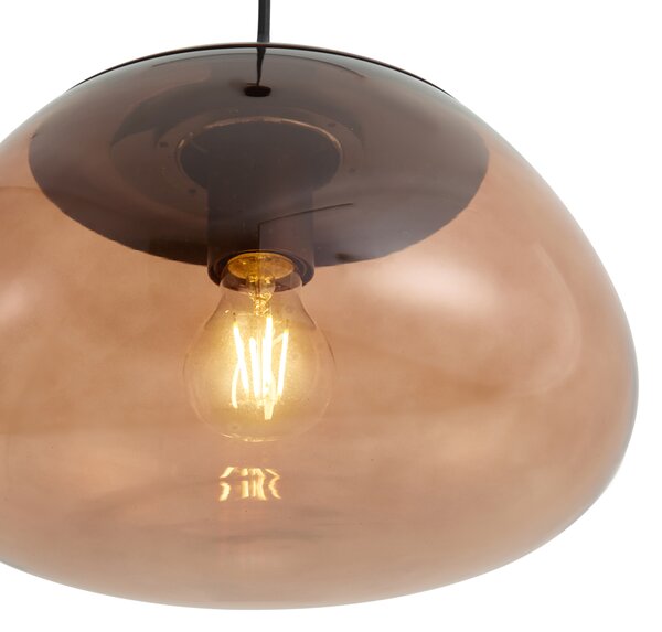 Lampa wisząca retro brązowa z brązowym szkłem - Giselle
