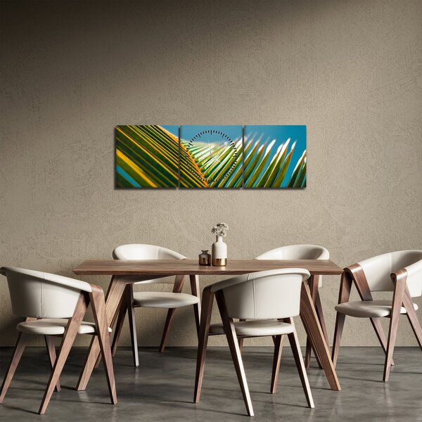 Obraz - Detal liścia palmowego (z zegarem) (90x30 cm)