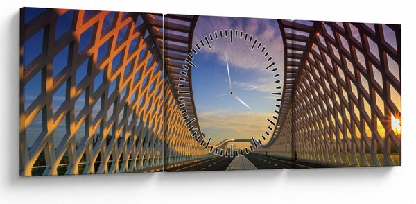 Obraz nowoczesnej architektury mostowej (z zegarem) (90x30 cm)