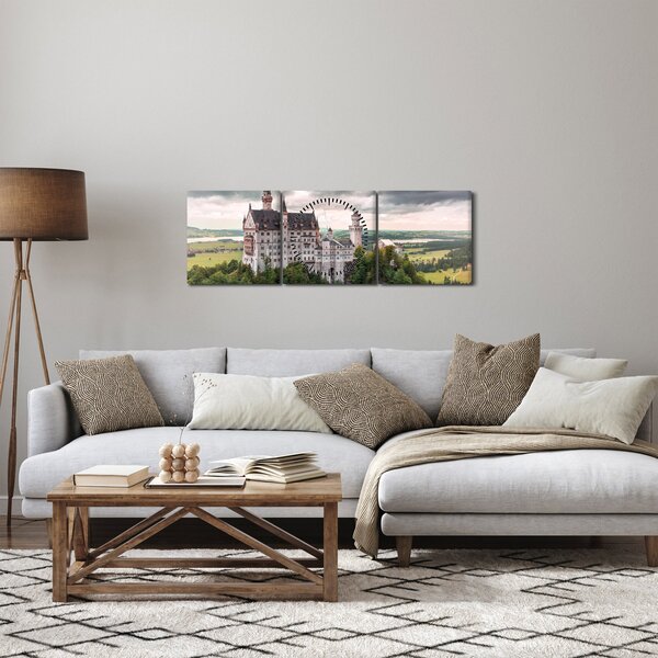 Obraz - Zamek na skałach (z zegarem) (90x30 cm)