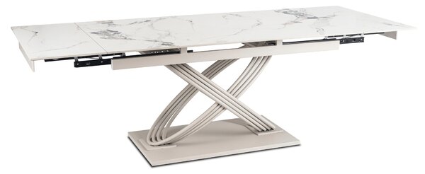 Stół Rozkładany Prostokątny IBIZA 160-240 cm Ceramiczny Biały Marmur/Kaszmir Nowoczesny