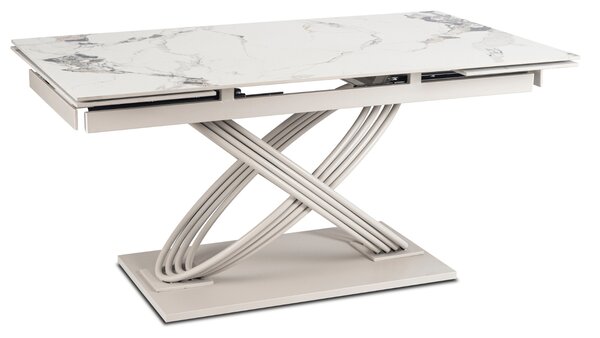 Stół Rozkładany Prostokątny IBIZA 160-240 cm Ceramiczny Biały Marmur/Kaszmir Nowoczesny
