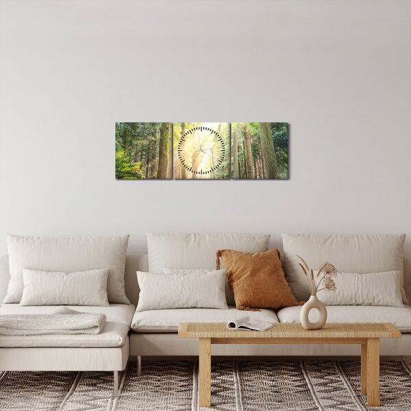 Obraz ścieżki w lesie (z zegarem) (90x30 cm)