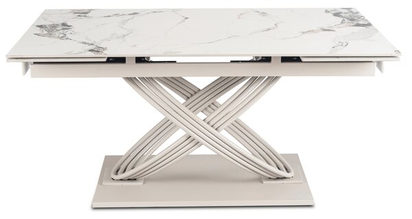 Stół Rozkładany Prostokątny IBIZA 160-240 cm Ceramiczny Biały Marmur/Kaszmir Nowoczesny