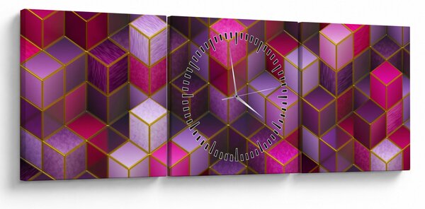 Obraz fioletowych kostek (z zegarem) (90x30 cm)