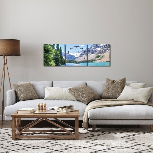 Obraz alpejskiego jeziora (z zegarem) (90x30 cm)