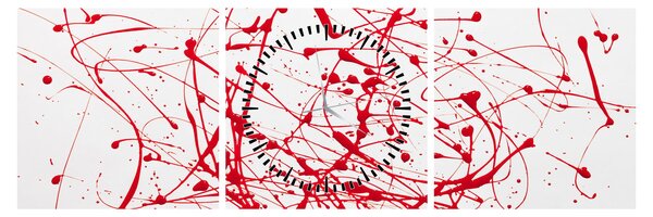 Obraz przy użyciu techniki drippingu (z zegarem) (90x30 cm)