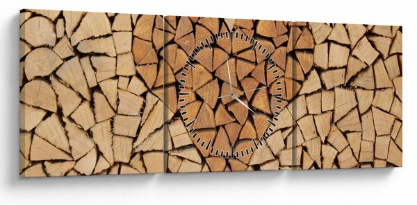 Obraz - Serce z drewna (z zegarem) (90x30 cm)