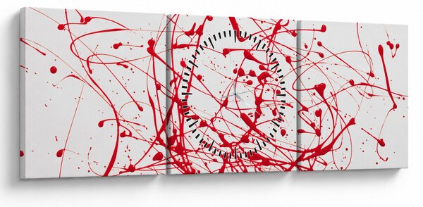 Obraz przy użyciu techniki drippingu (z zegarem) (90x30 cm)