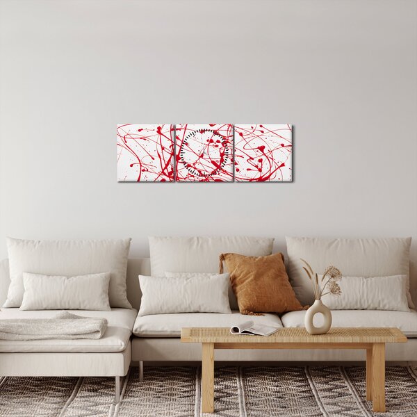 Obraz przy użyciu techniki drippingu (z zegarem) (90x30 cm)