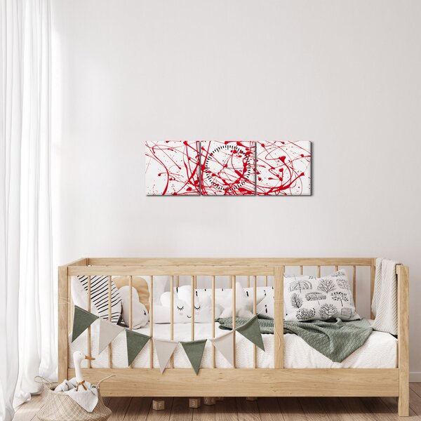 Obraz przy użyciu techniki drippingu (z zegarem) (90x30 cm)