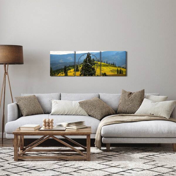 Obraz - Górska łąka (z zegarem) (90x30 cm)