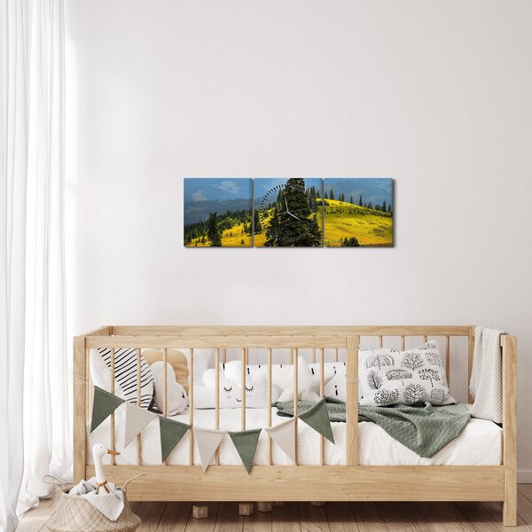 Obraz - Górska łąka (z zegarem) (90x30 cm)
