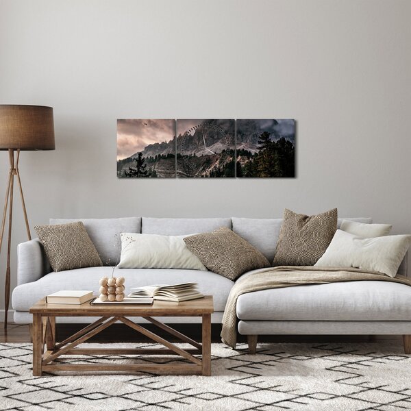 Obraz Gór Skalistych (z zegarem) (90x30 cm)