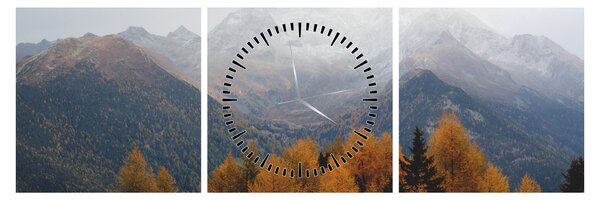 Obraz - Widok na grzbiety górskie (z zegarem) (90x30 cm)