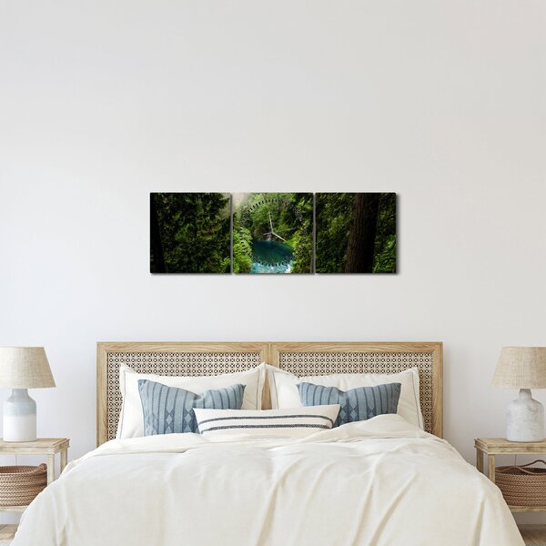 Obraz - Przestrzeń między drzewami (z zegarem) (90x30 cm)