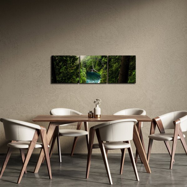 Obraz - Przestrzeń między drzewami (z zegarem) (90x30 cm)