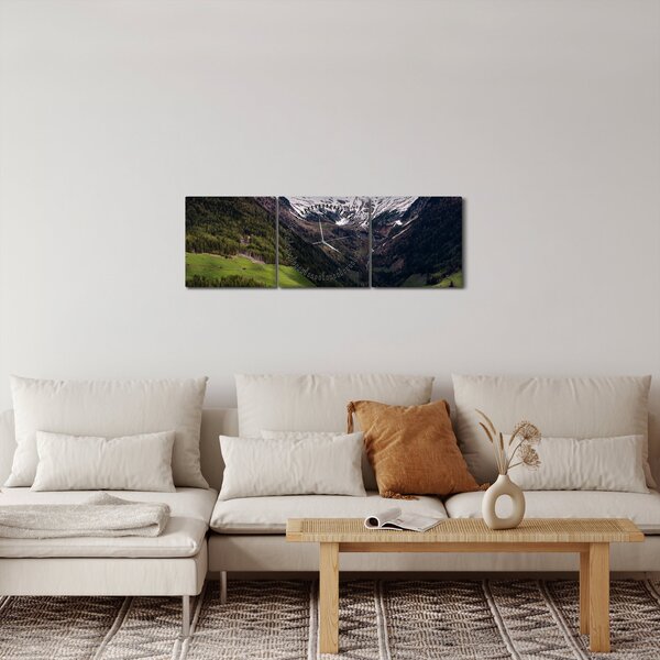 Obraz - Dolina pod górami (z zegarem) (90x30 cm)