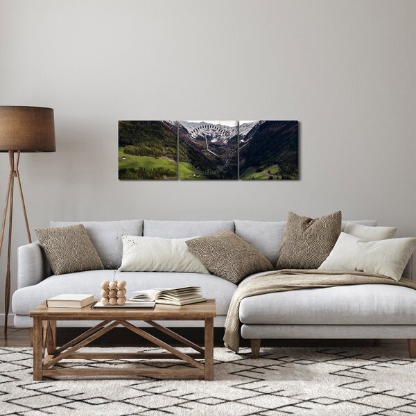 Obraz - Dolina pod górami (z zegarem) (90x30 cm)