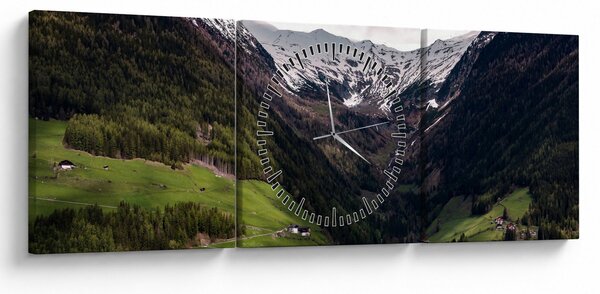 Obraz - Dolina pod górami (z zegarem) (90x30 cm)
